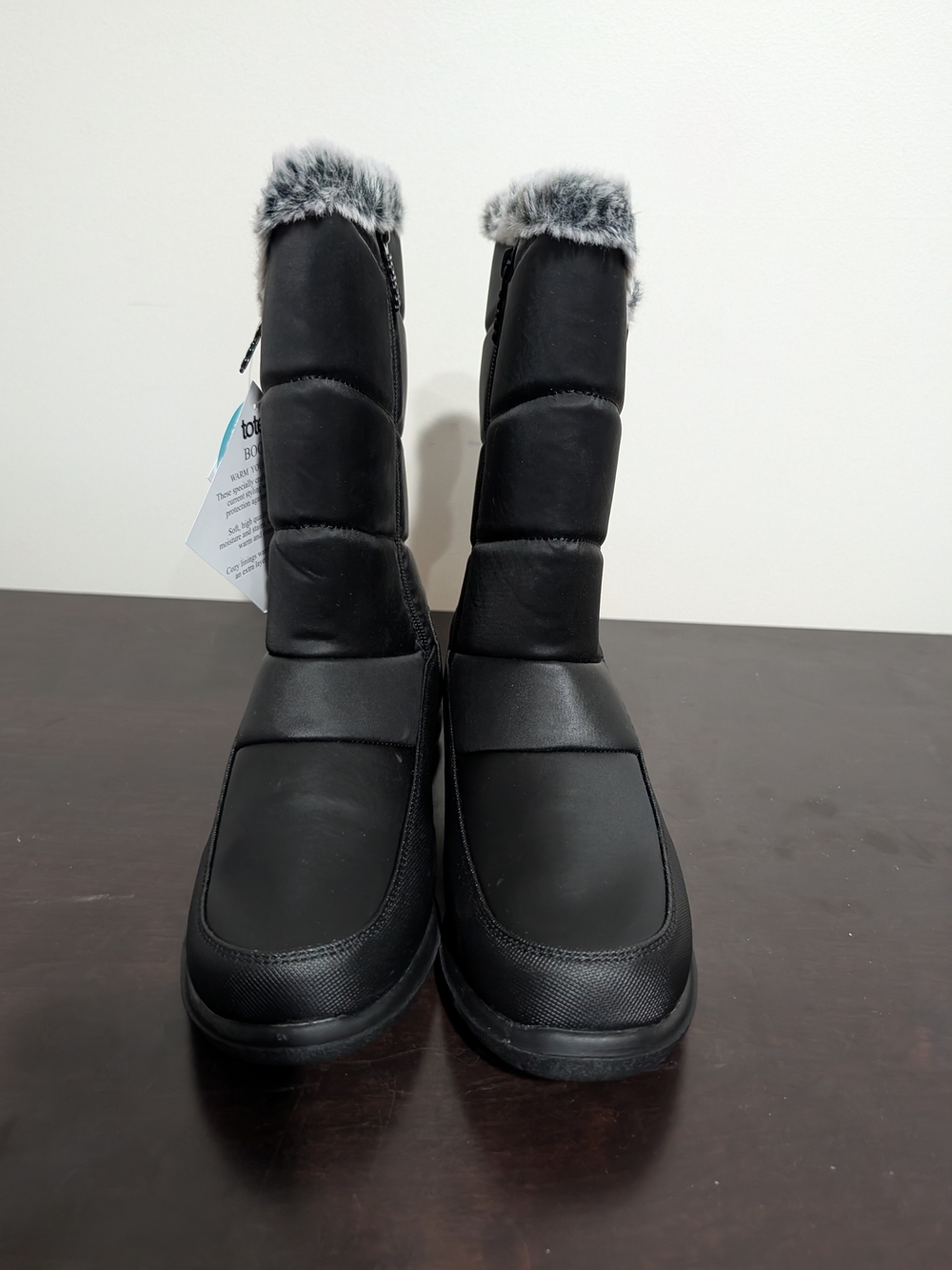 Totes Black Faux-Fur Trim Winter Boots JumpBlack Women's Size 8.5W